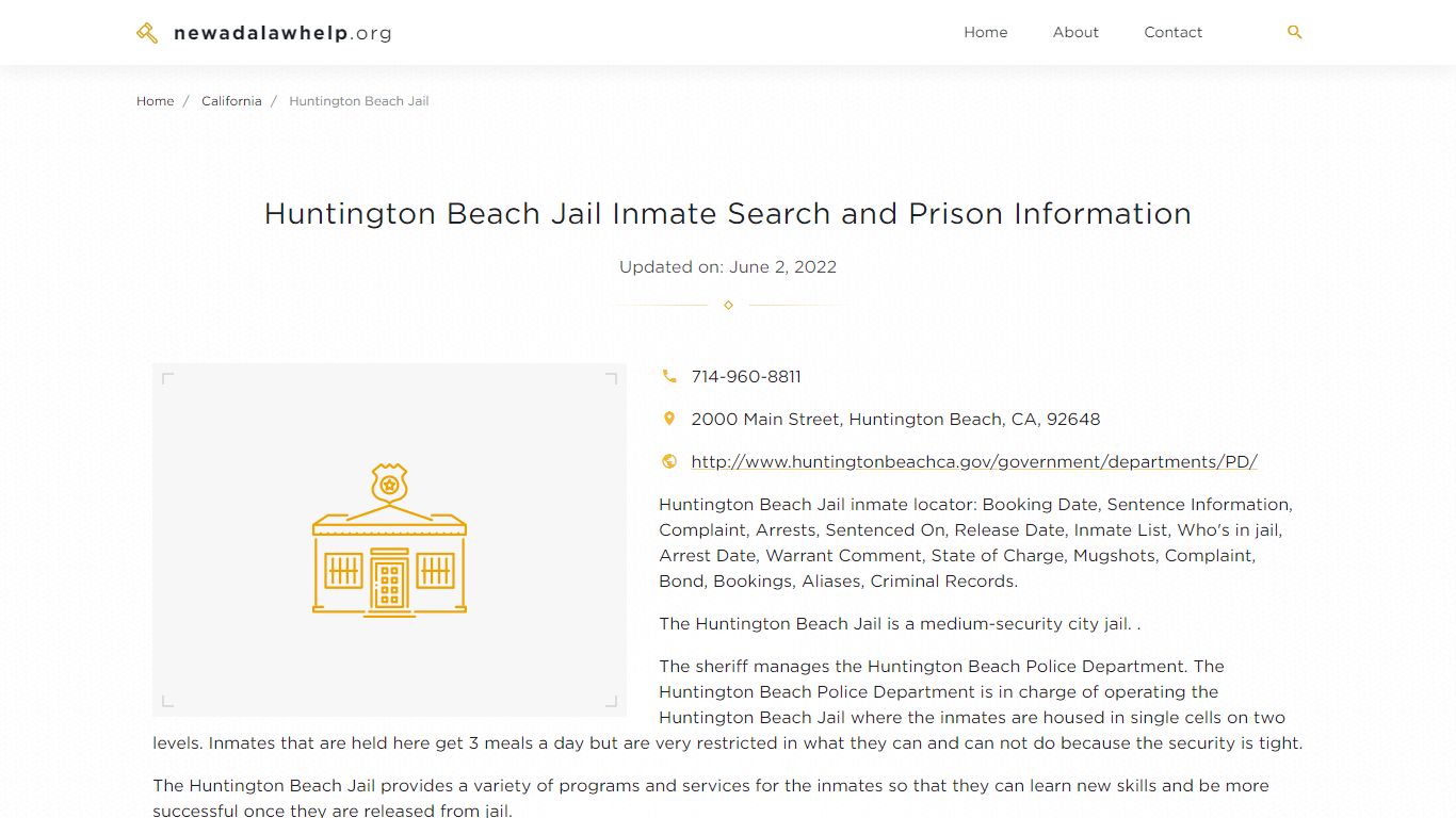 Huntington Beach Jail Inmate Search, Visitation, Phone no ...